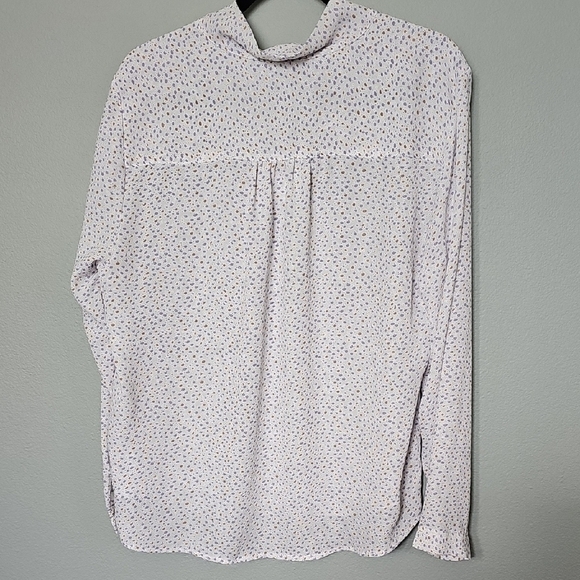 Jones New York White Confetti Print Blouse with Sailor Tie Neck Collar Large - Picture 8 of 8